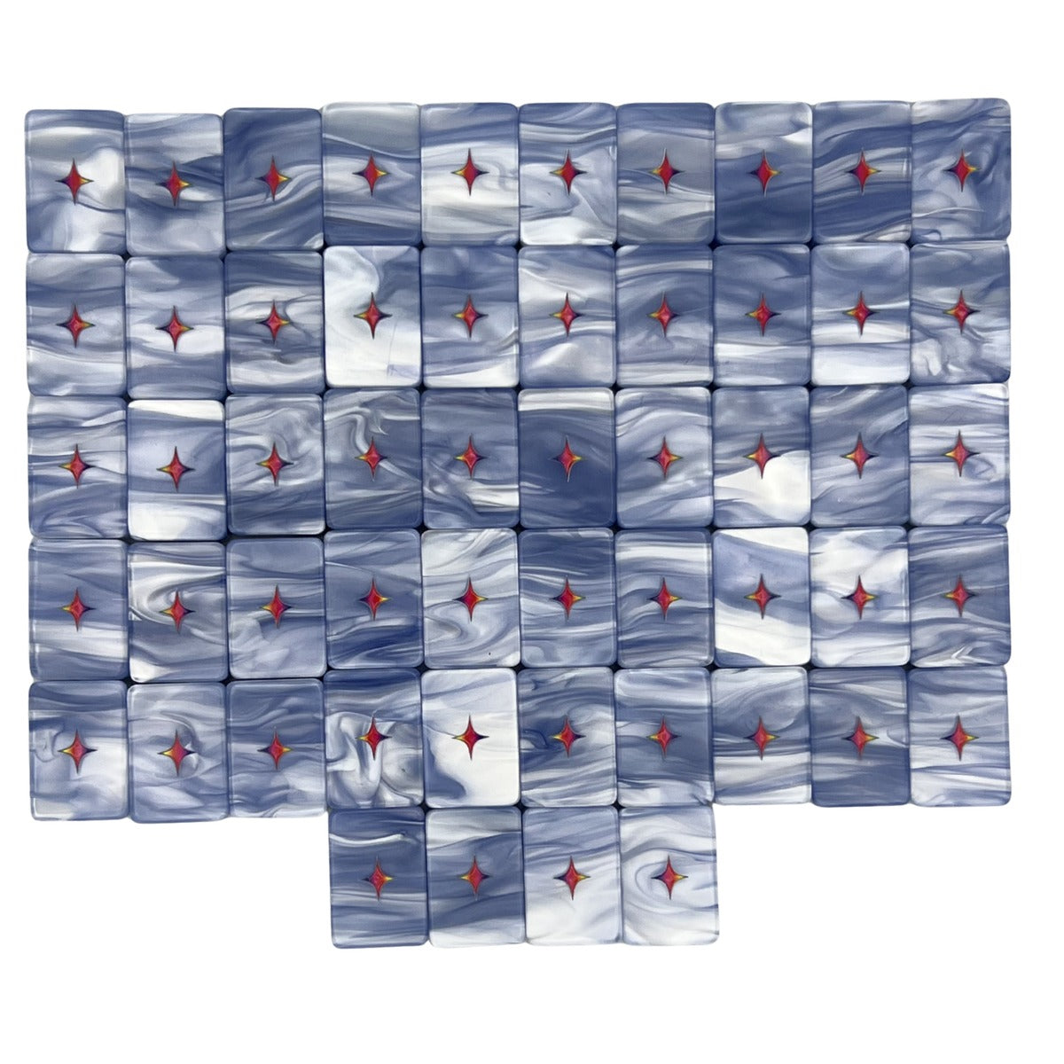 Stealie Blue Tie Dye Pearl tile backs in deep blue marbled pearl with the Bespoke diamond logo