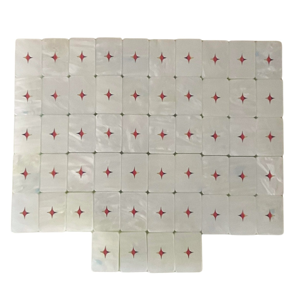 Sunshine Daydream Tie Dye Pearl tile backs in pale yellow pearl with the Bespoke diamond logo