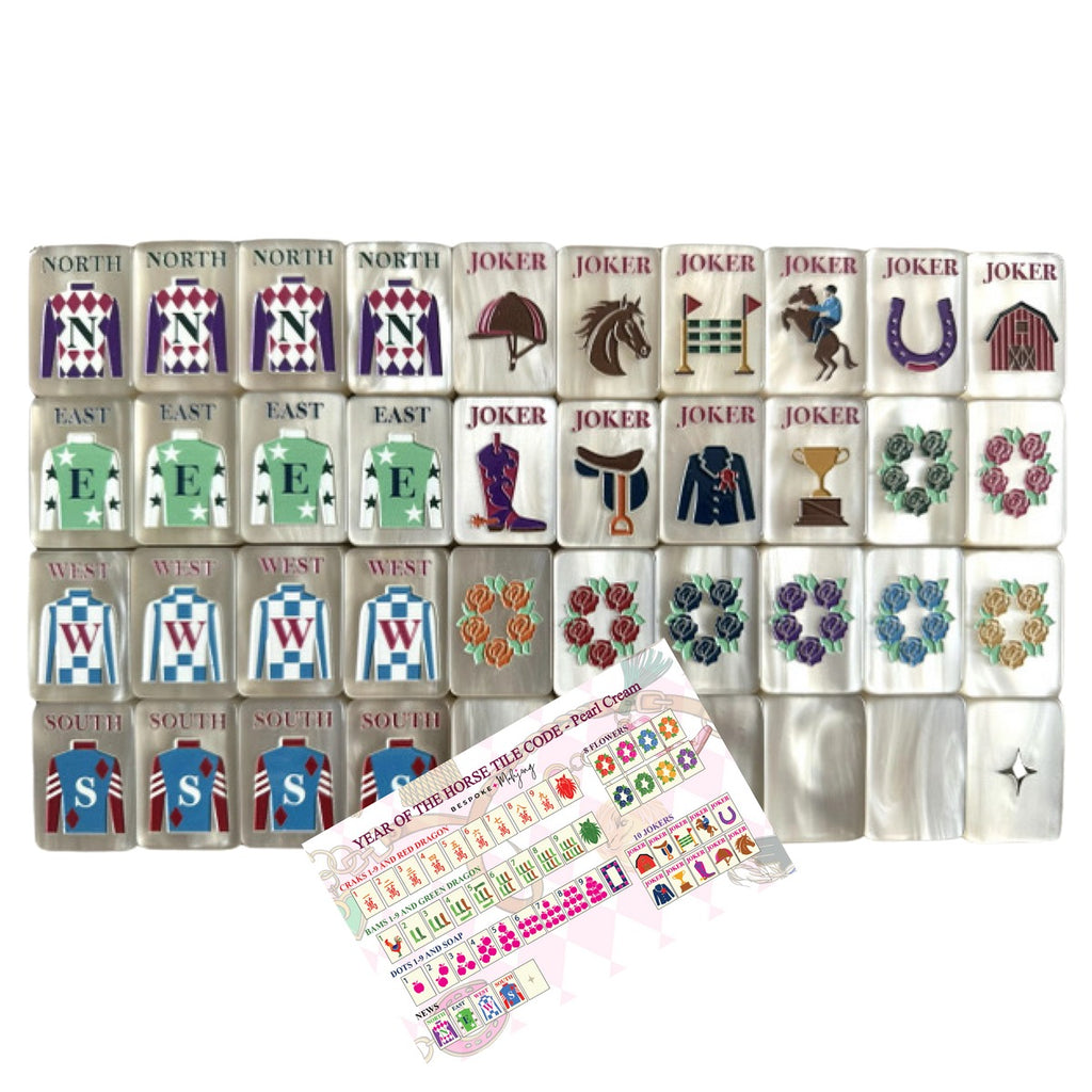 Year of the Horse Pearl Cream winds, jokers, and flowers with the printed Pearl Cream tile code card