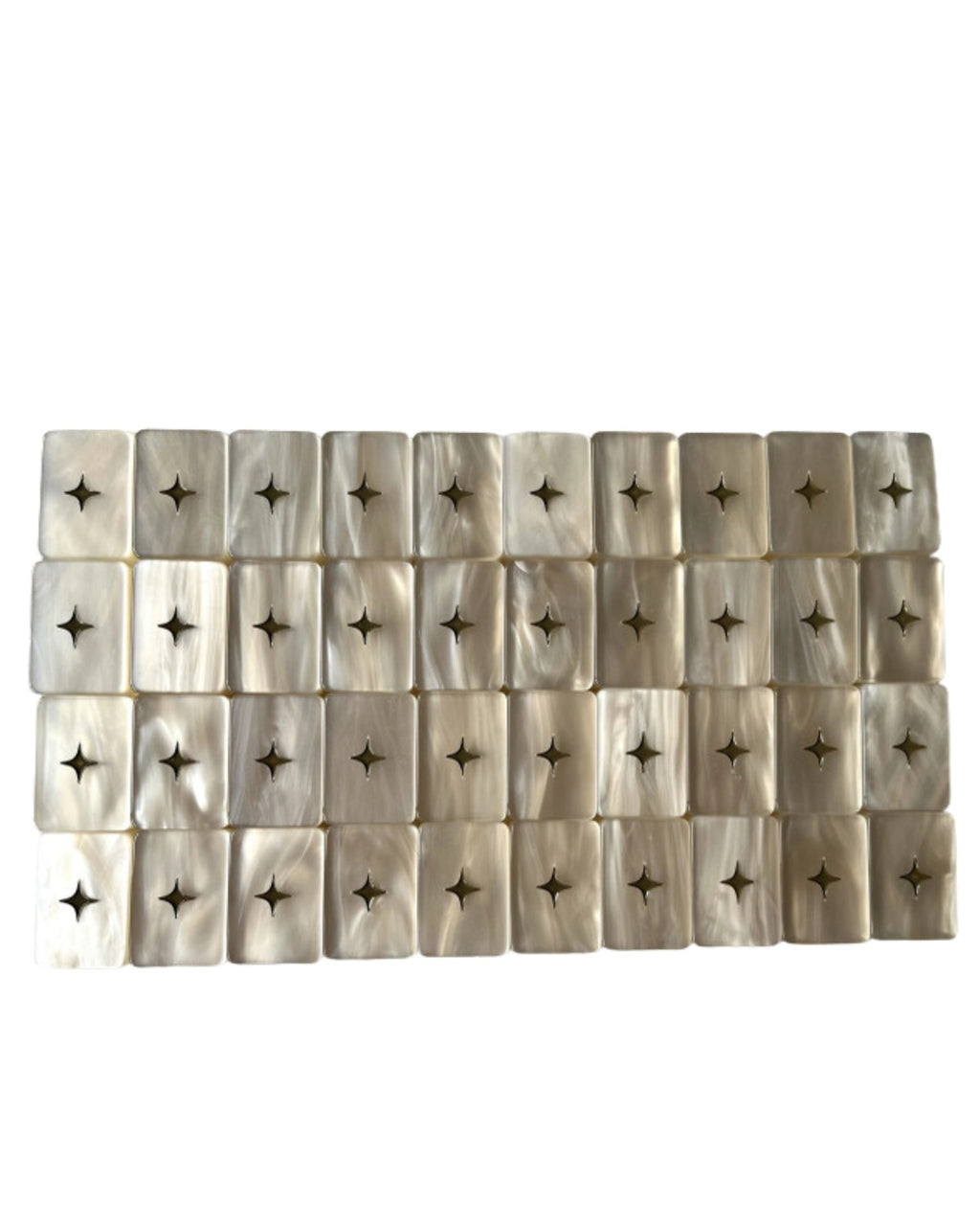 Year of the Horse Pearl Cream tile backs in swirled cream pearl with the Bespoke diamond logo