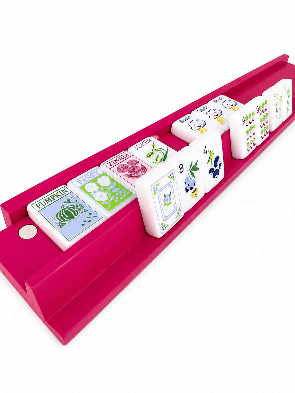 Painted wooden racks with tiles
