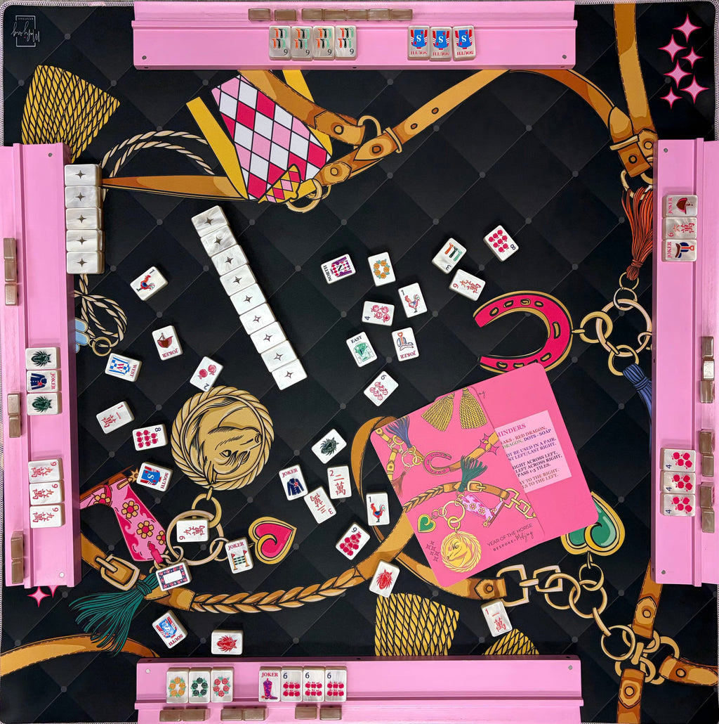 Black side of the Year of the Horse mat during a game; tiles, racks, and accessories sold separately