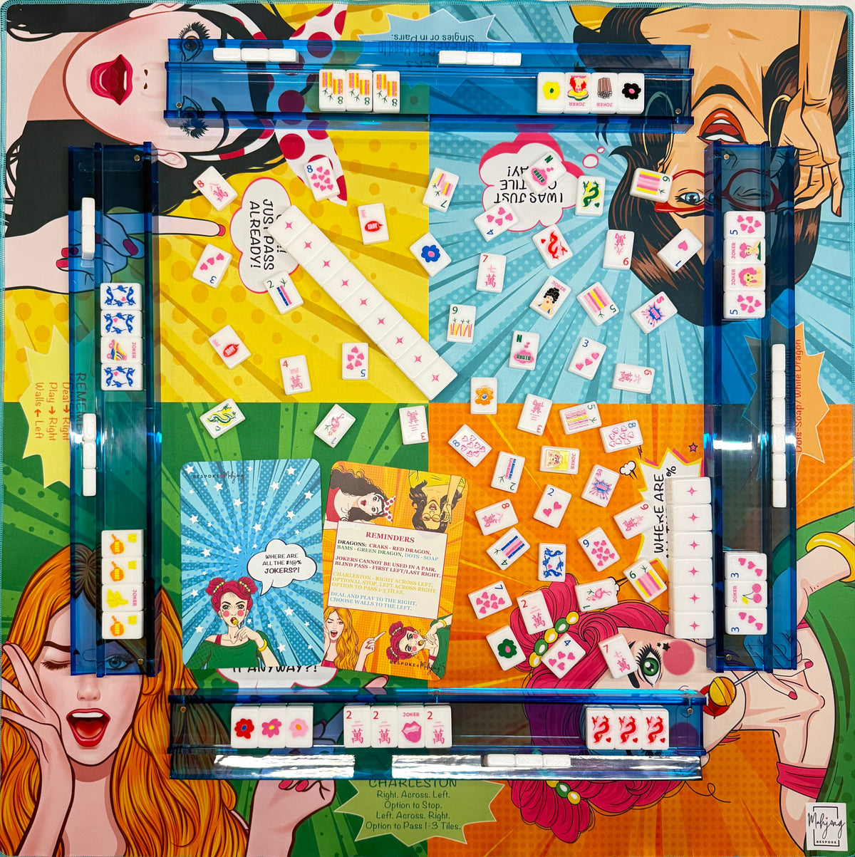 Girl Talk pop-art side in play with tiles and racks; tiles and racks sold separately