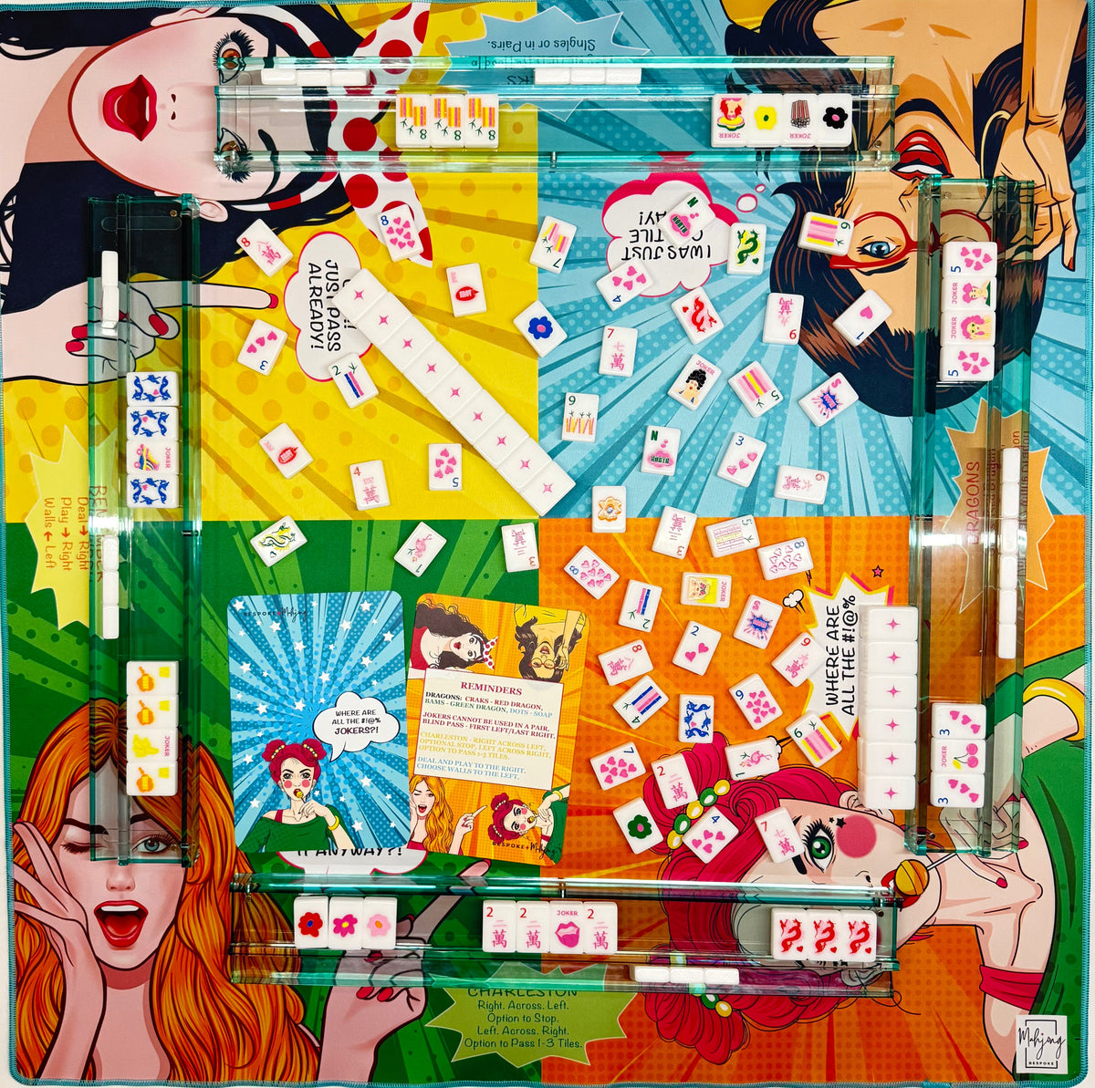 Girl Talk pop-art side in play with tiles and racks; tiles and racks sold separately