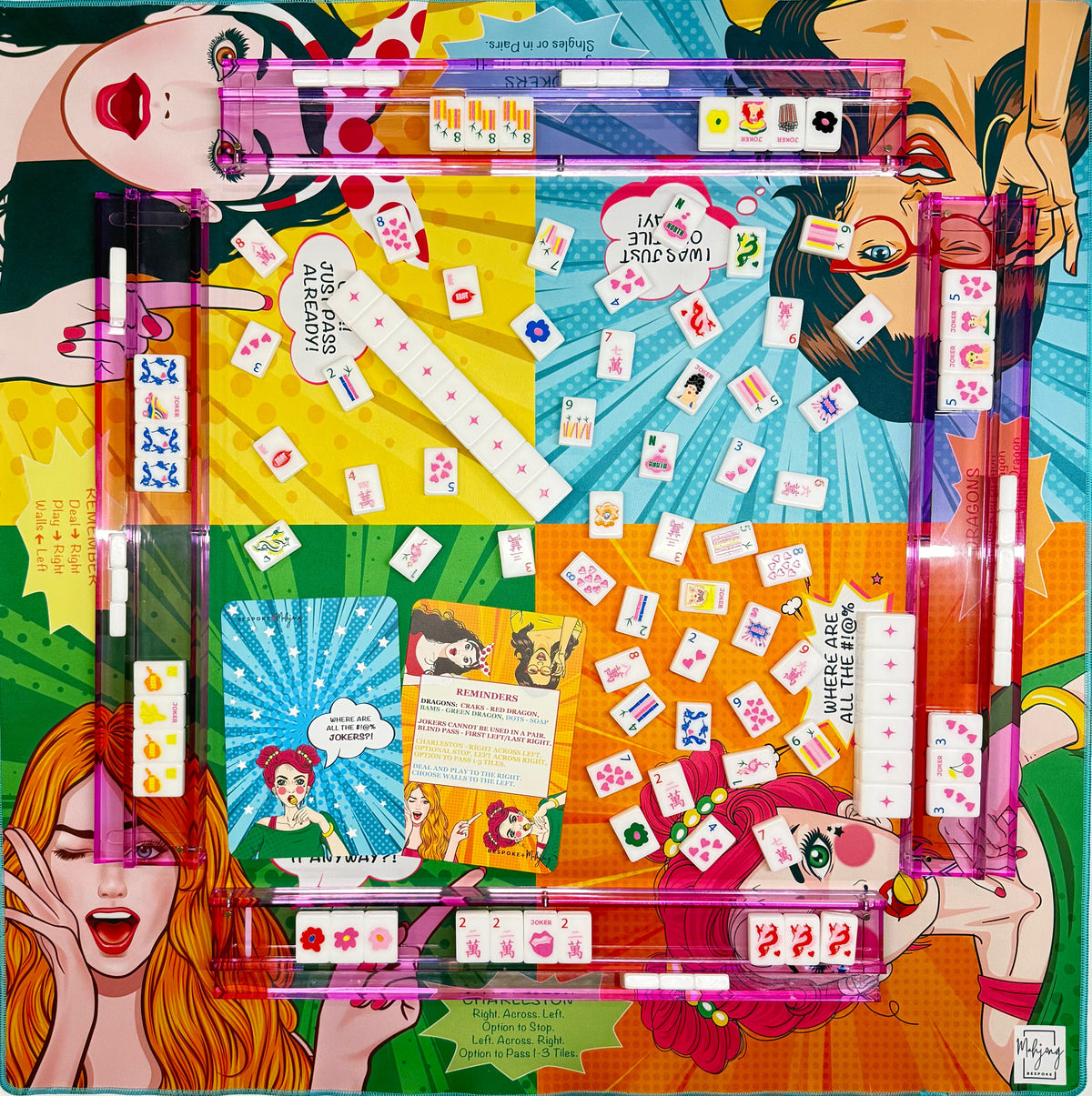 Girl Talk pop-art side in play with tiles and racks; tiles and racks sold separately