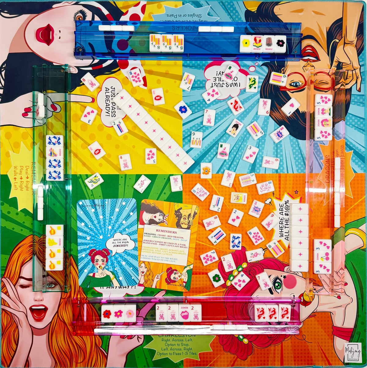 Girl Talk pop-art side in play with tiles and racks; tiles and racks sold separately