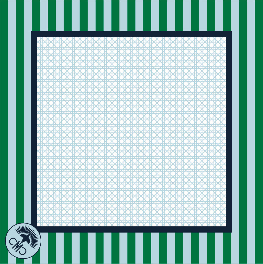 Charleston Mahjong Club Club Mat, blue/green stripe