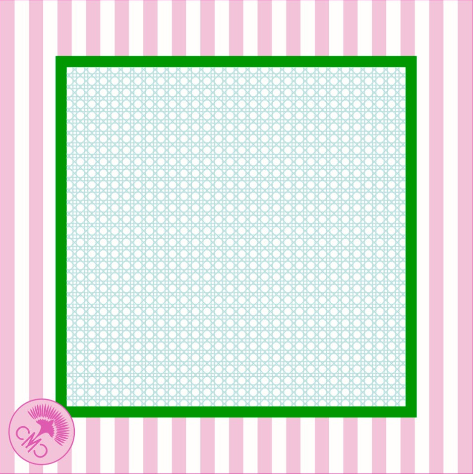 Charleston Mahjong Club Club Mat, pink/white stripe