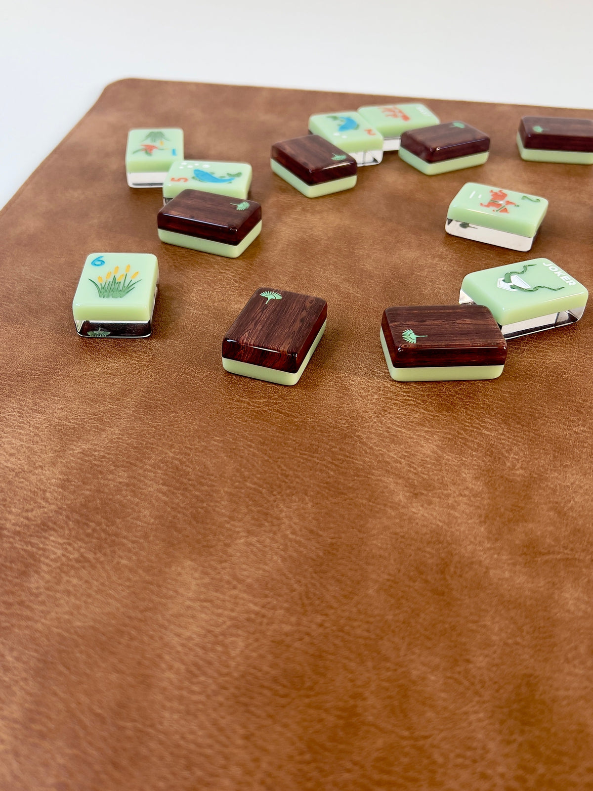 Charleston Mahjong Club brown vegan leather mat