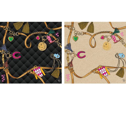 Bespoke Mahjong Year of the Horse Pleated double-sided mahjong mat showing black quilted and cream sides