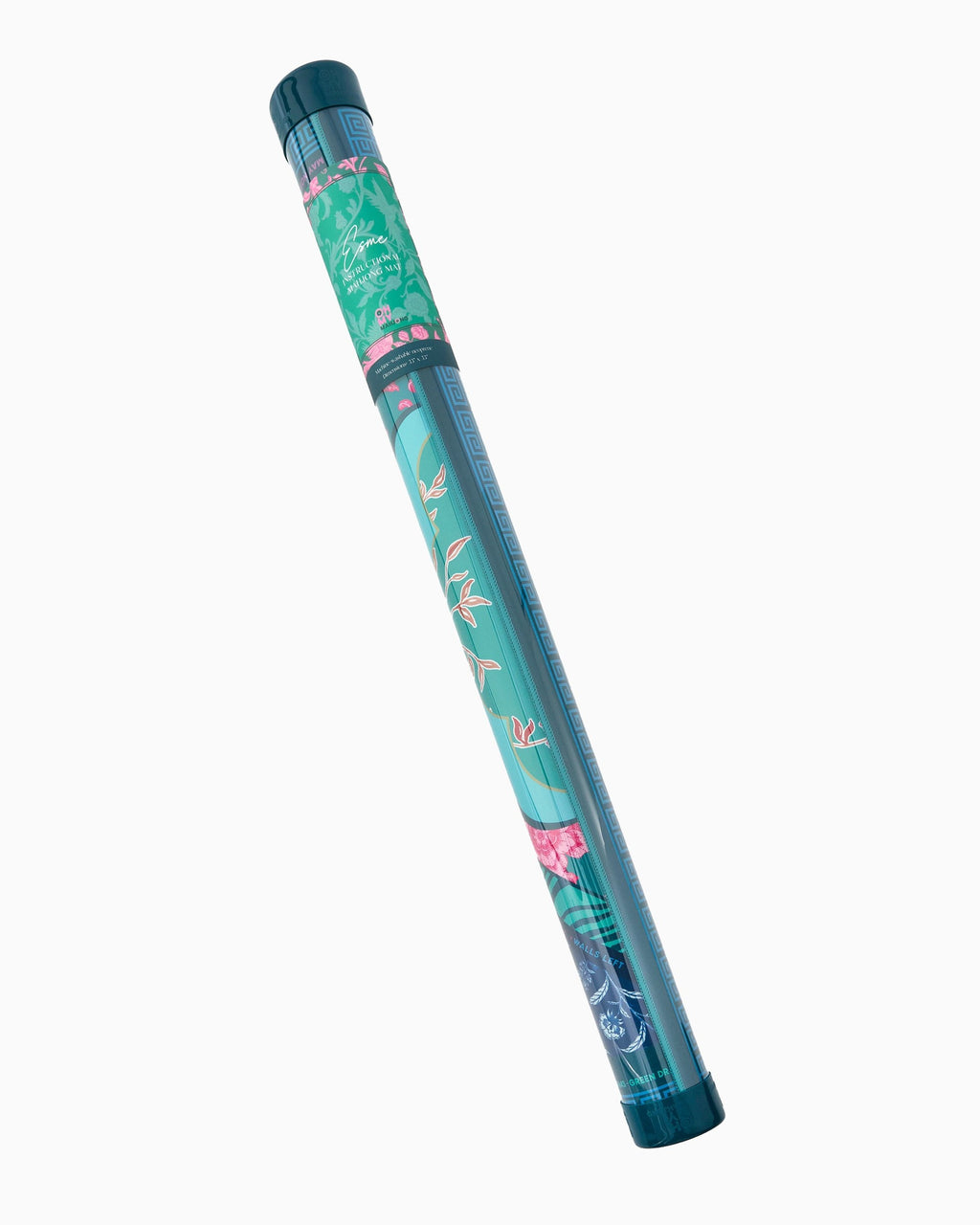 Oh My Mahjong Esme mat storage tube labeled Instructional Mahjong Mat