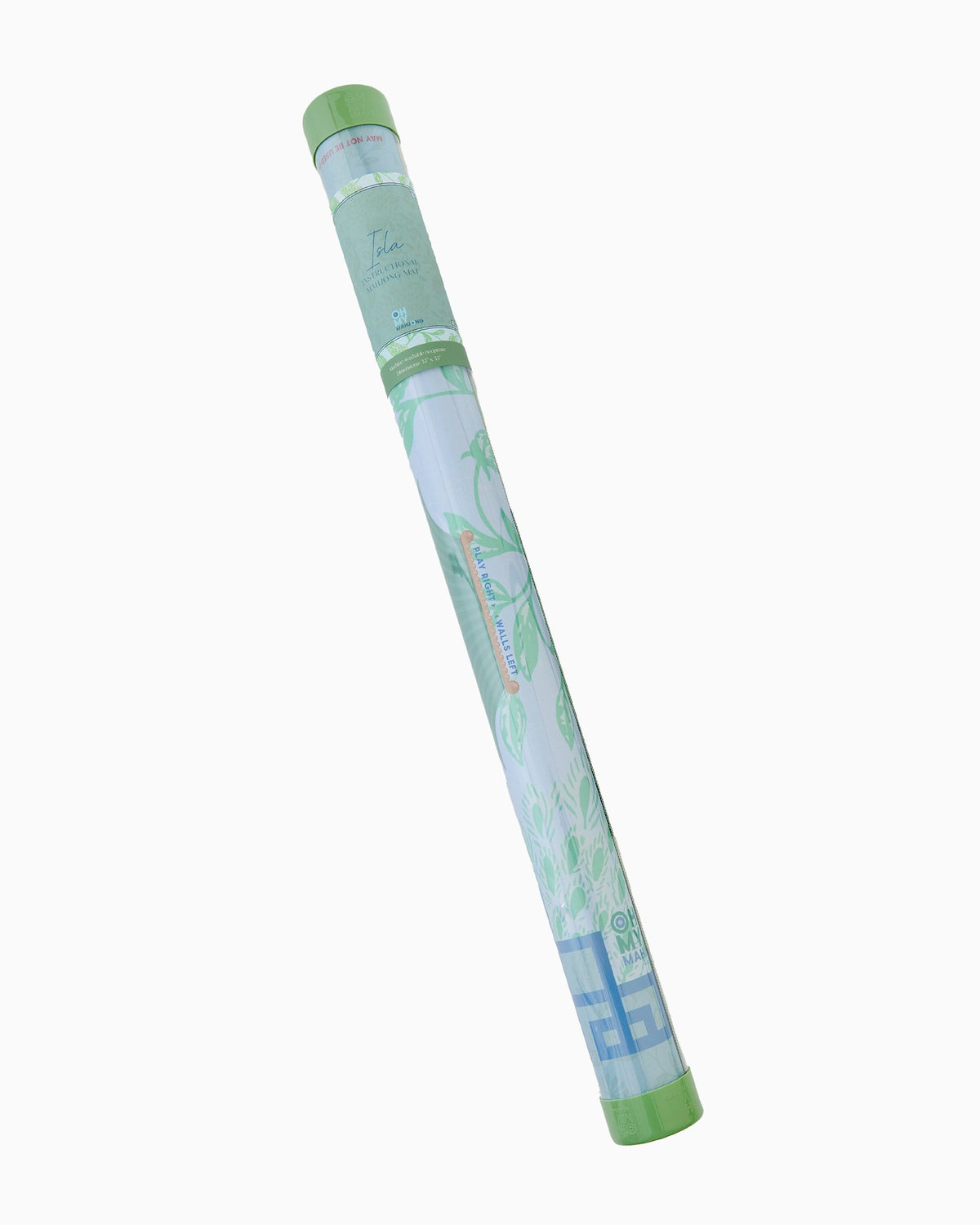 Oh My Mahjong Isla mat storage tube labeled Instructional Mahjong Mat