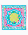 Oh My Mahjong x Colordrunk Designs Zen Glow instructional mahjong mat laid flat in teal, neon pink, and yellow