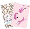 Bespoke Mahjong Springtime Safari tile shufflers, set of 2, pink leopards and leopard print with game reminders