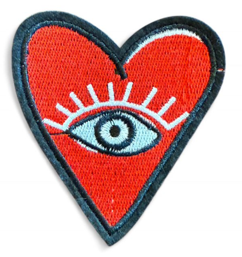 Evil Eye Heart self-adhesive patch included with the Patch Perfect tote