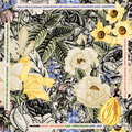 Bespoke Mahjong Vintage Floral instructional mahjong mat laid flat, bold vintage blooms with game reference notes