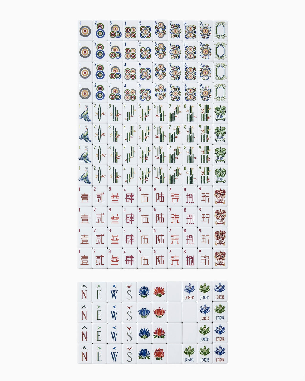 Full Heritage tile set arranged by suit