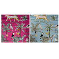 Bespoke Mahjong x Dhonk double-sided jungle mahjong mat showing hot pink and turquoise sides