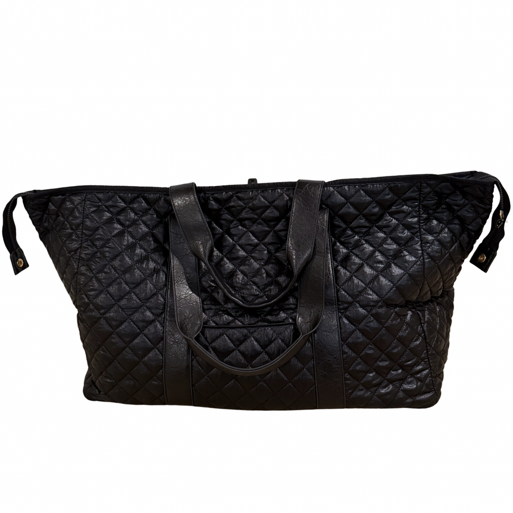 Bespoke Mahjong Patch Perfect quilted tote in midnight black, view 1