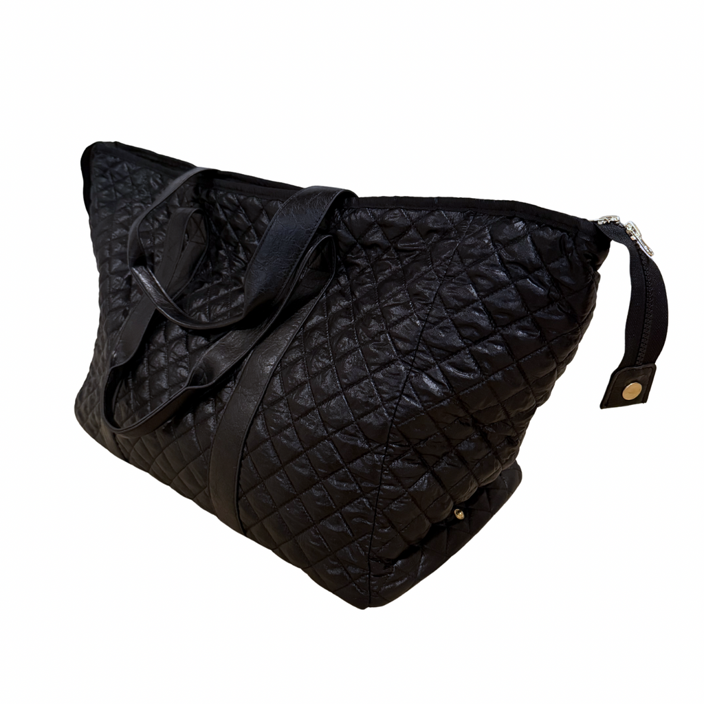 Bespoke Mahjong Patch Perfect quilted tote in midnight black, view 5