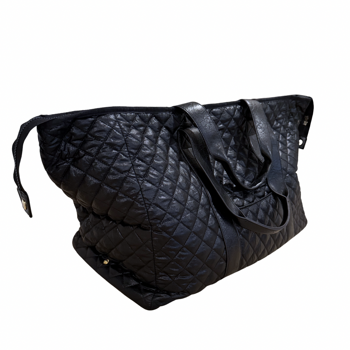 Bespoke Mahjong Patch Perfect quilted tote in midnight black, view 3
