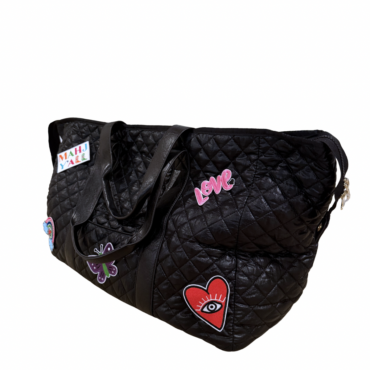 Bespoke Mahjong Patch Perfect quilted tote in midnight black, view 6