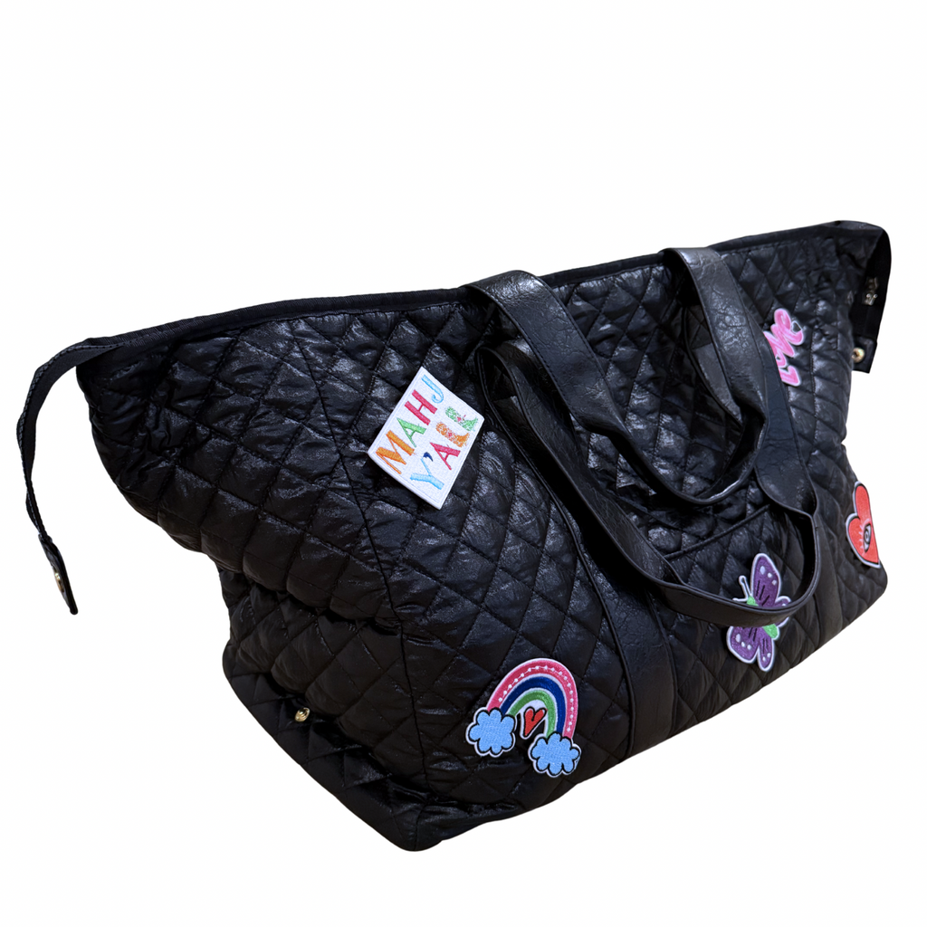 Bespoke Mahjong Patch Perfect quilted tote in midnight black, view 4