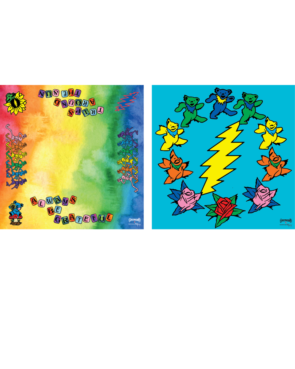 Grateful Dead x Bespoke Mahjong Tie Dye Dream double-sided mahjong mat showing both sides