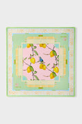 Oh My Mahjong x CoCo Zentner Citrus Songbird instructional mahjong mat laid flat, lemons on pink with a pastel green border