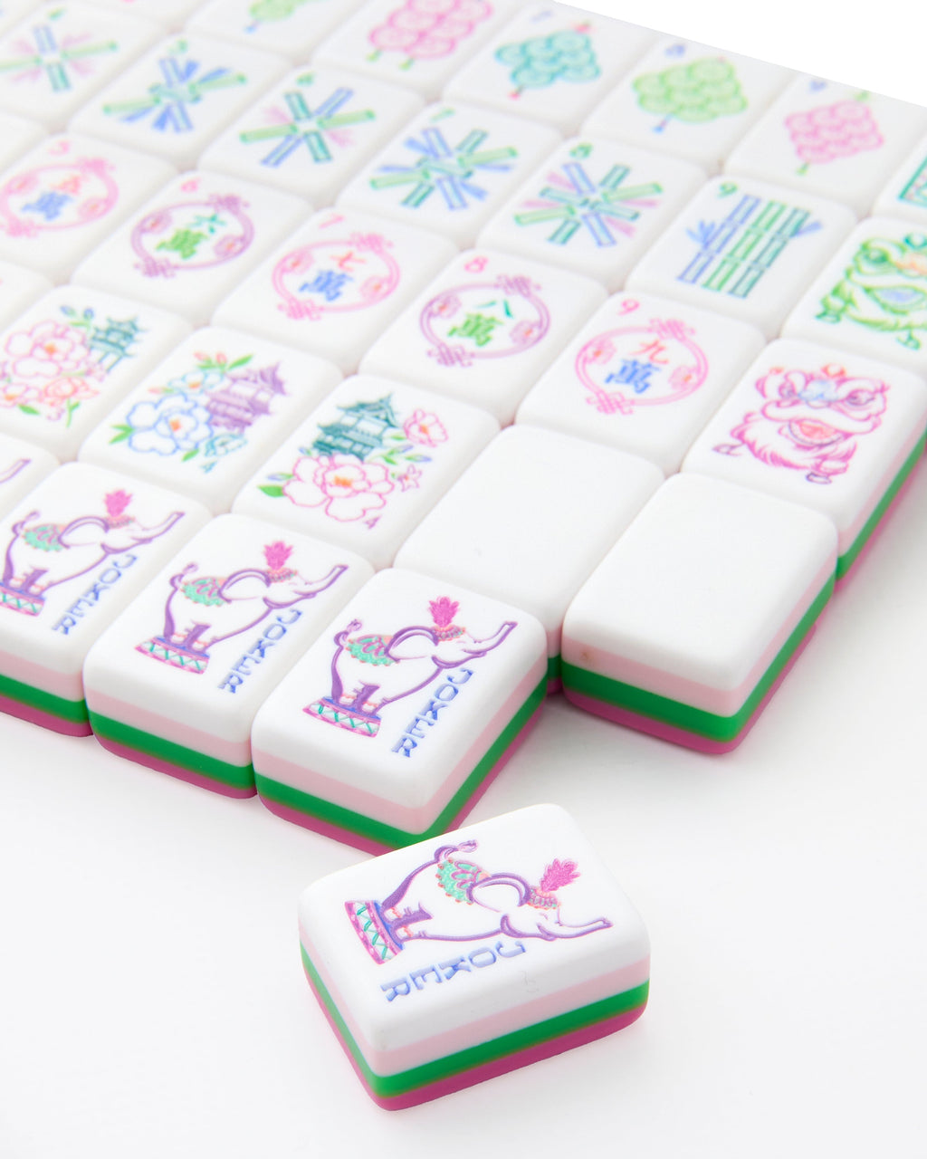 Close view of Amara bam, crack, and dot tiles