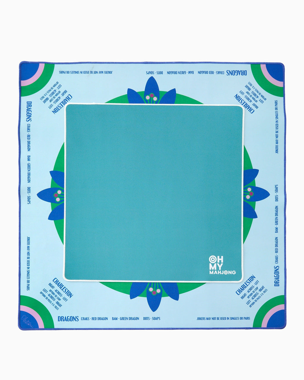 Teal 22 inch travel mat laid flat