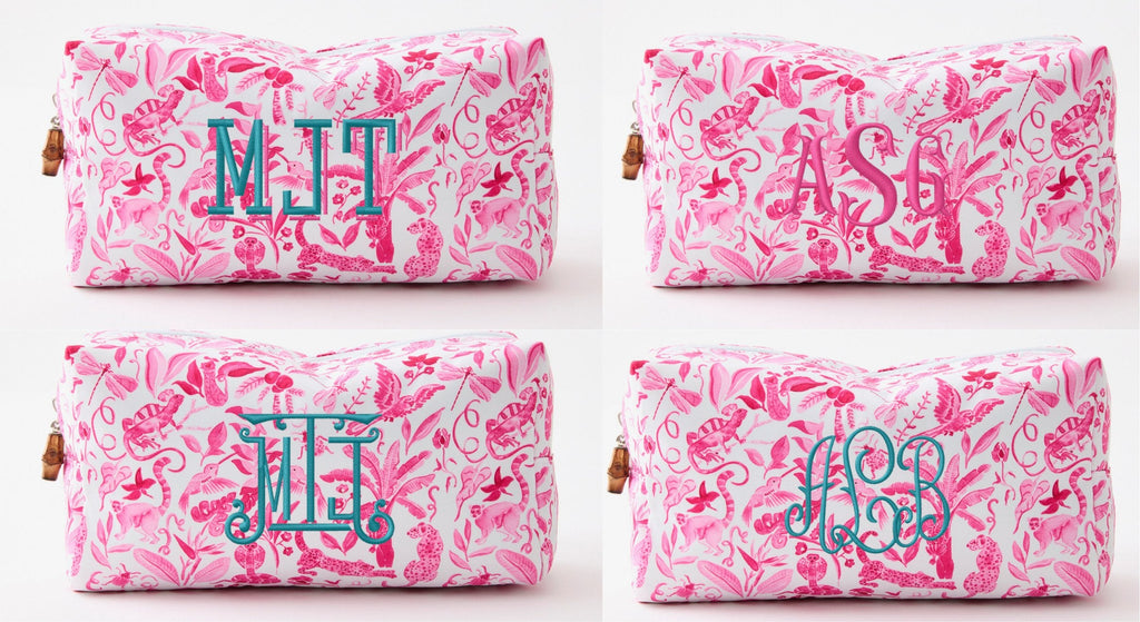 Pink printed Charleston travel bags