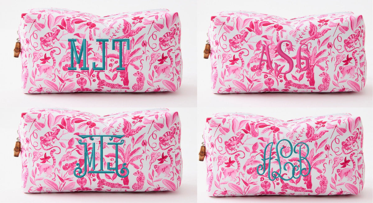 Pink printed Charleston travel bags