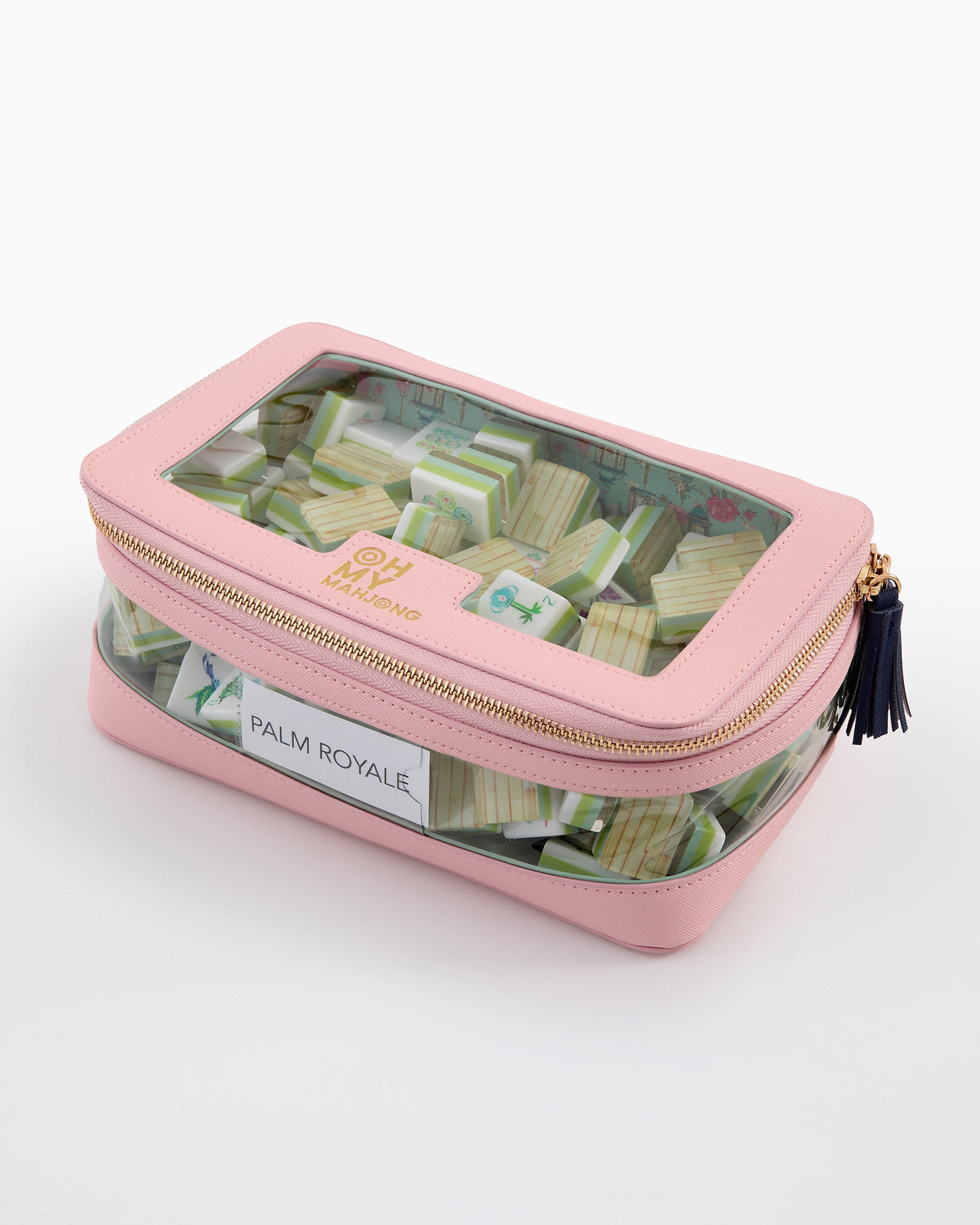 Light Pink tile storage bag filled with mahjong tiles; tiles sold separately