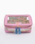 Oh My Mahjong Metallic Light Pink tile storage bag with clear window and tassel zipper pulls