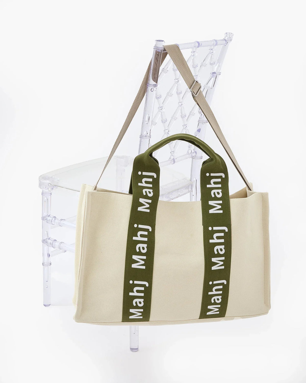 Olive Mahj It All canvas tote, front view