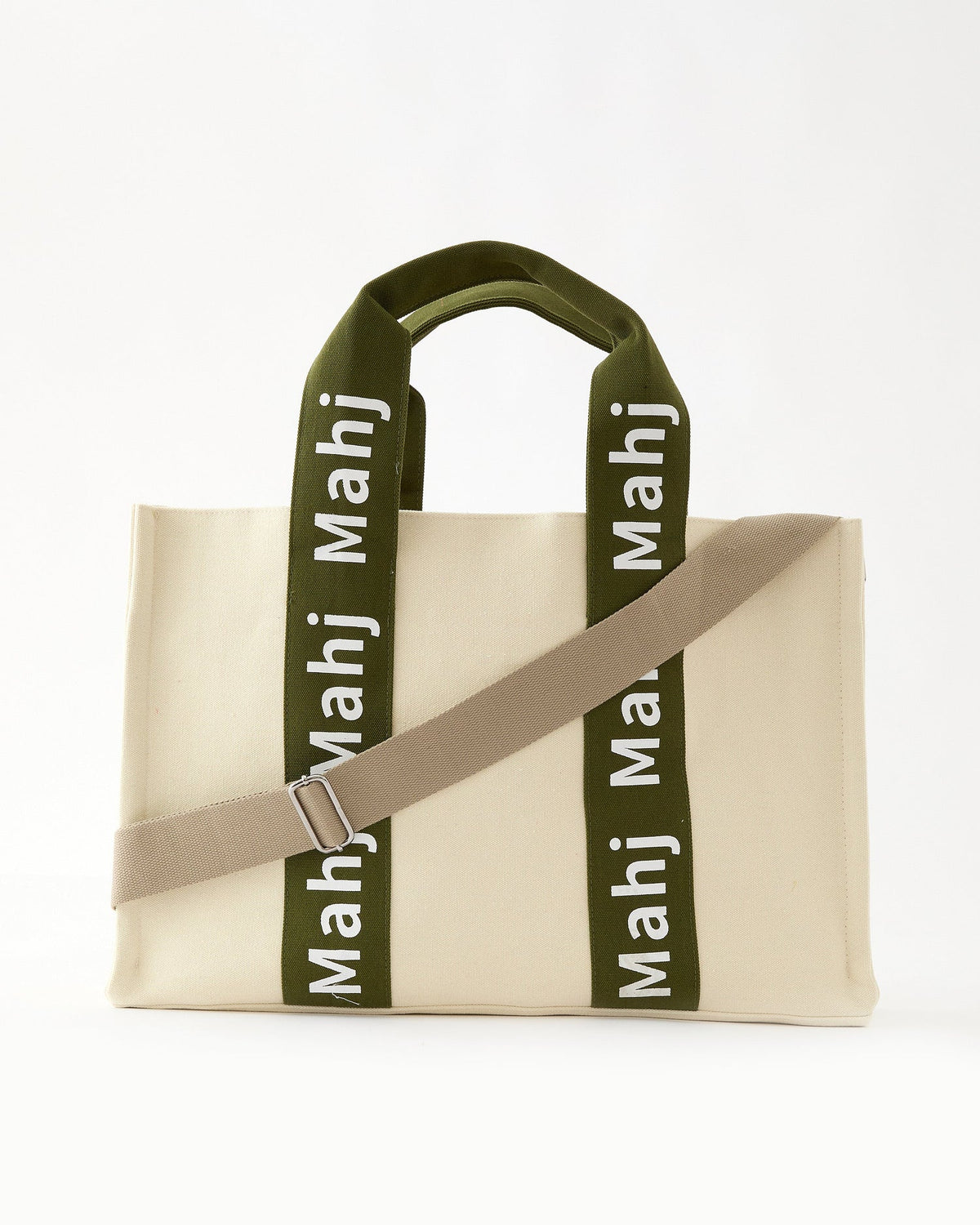 Oh My Mahjong Mahj It All bag in Olive with tan crossbody strap