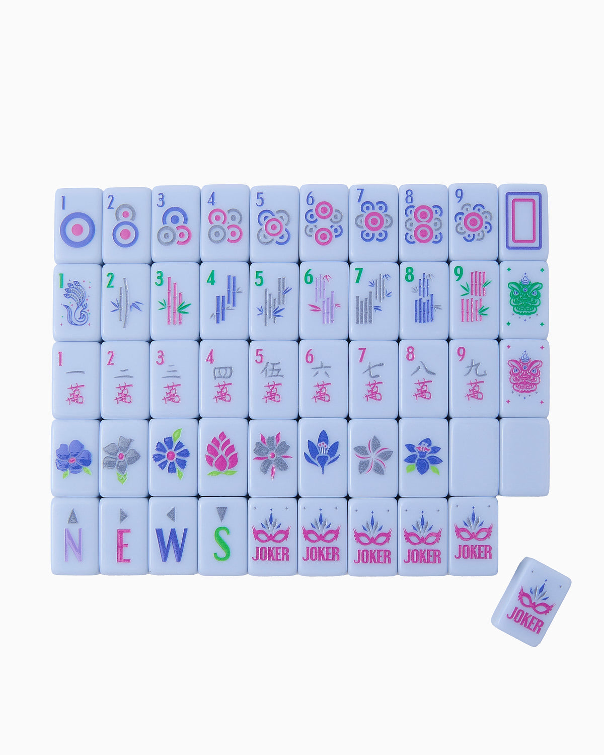 Parisian travel tiles laid out by suit, blue and pink Preppy Soiree design