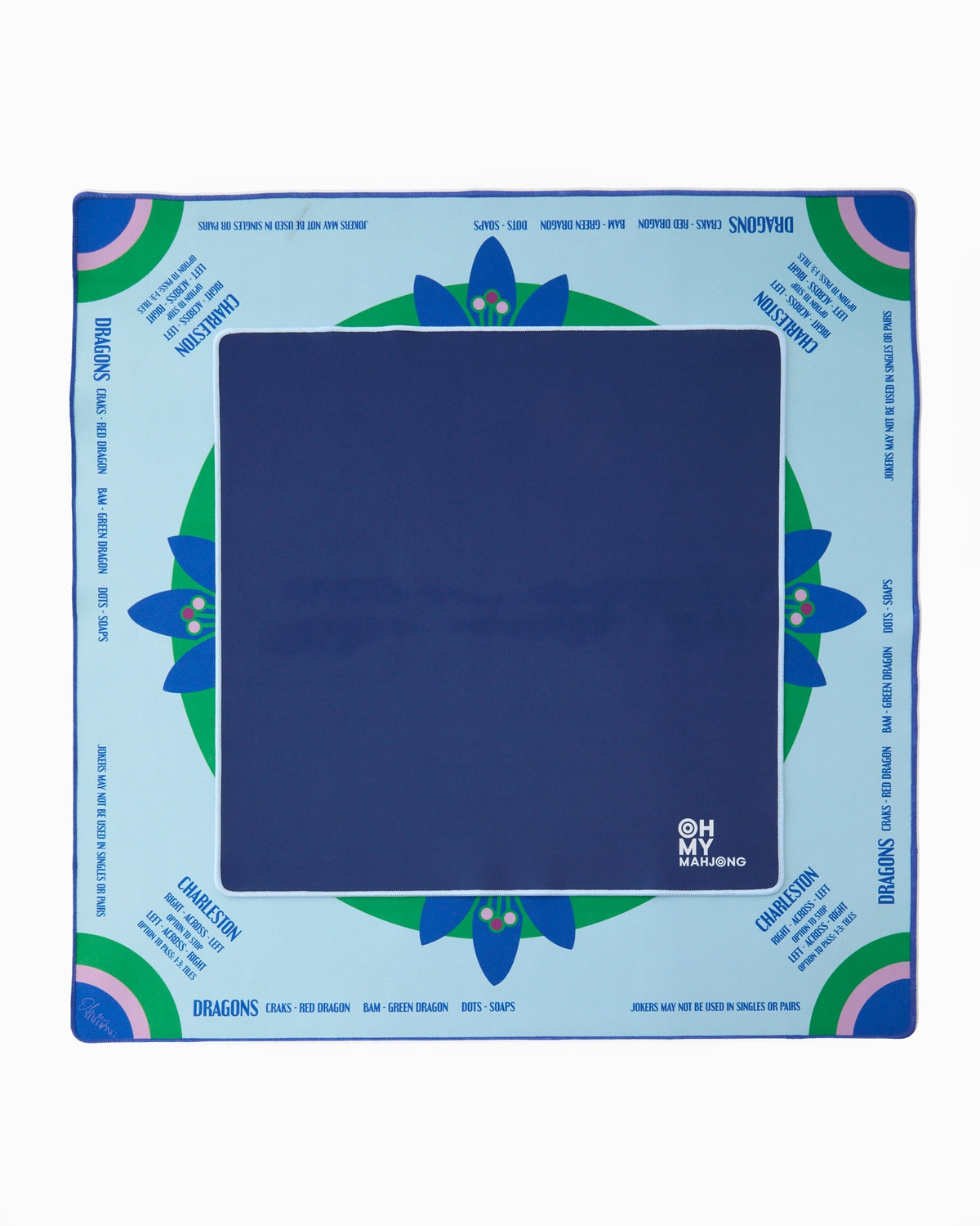 Navy 22 inch travel mat laid flat