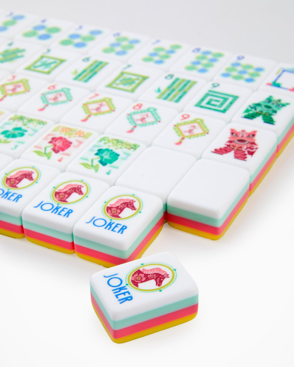 Close view of Pippa bam, crack, and dot tiles