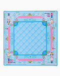 Oh My Mahjong Sugarplum holiday mahjong mat laid flat, nutcrackers and florals in pink, blue, and green